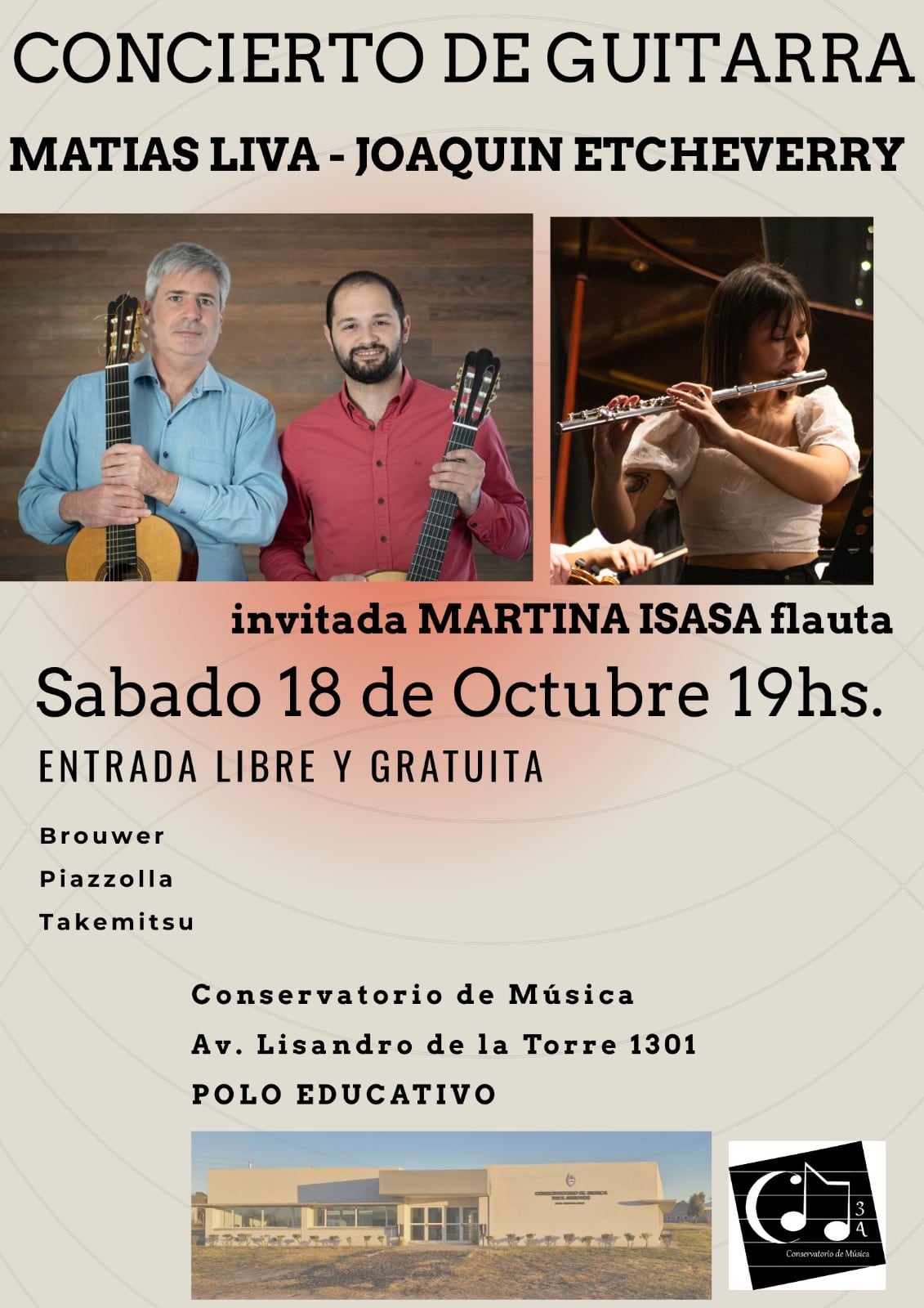 Etcheverry en el Conservatorio de Música de Tres Arroyos.