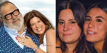 A la izquierda, Elba Marcovecchio junto a Jorge Lanata. A la derecha, las hijas del periodista.