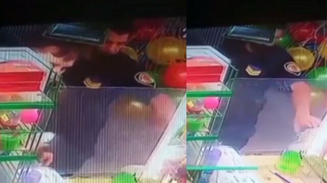 El efectivo quedó grabado por las cámaras de seguridad del local.