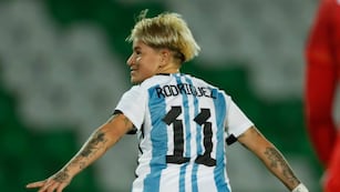 Yamila Rodríguez celebra su gol ante Perú (Prensa Copa América)