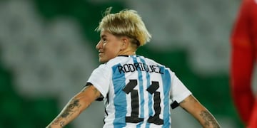Yamila Rodríguez celebra su gol ante Perú (Prensa Copa América)