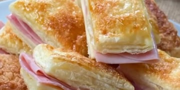 Fosforitos de jamón y queso con 8 ingredientes.