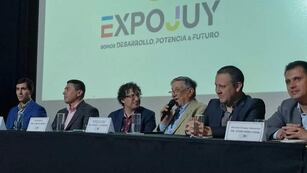 Jorge Gurrieri -presidente de la Cámara de Comercio Exterior de Jujuy- al momento de anunciar oficialmente en Güemes la realización de la Expojuy 2024.