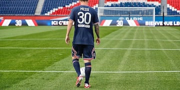 Lionel Messi el día de su presentación en el PSG.