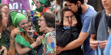 Aborto legal: la plaza del Congreso se dividió entre los festejos “verdes” y la decepción “celeste”