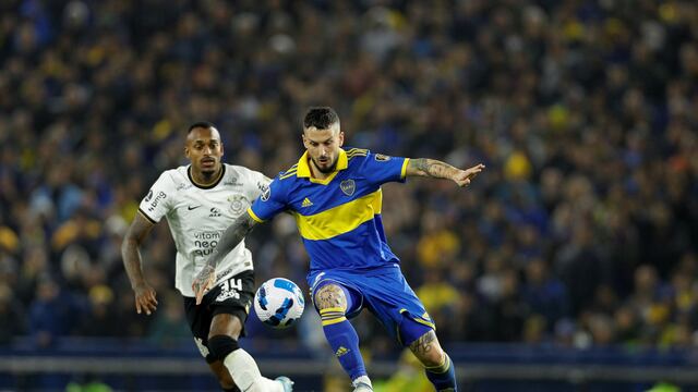 Darío Benedetto, delantero de Boca, en el partido ante Corinthians en la Libertadores. (AP)
