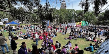 La plaza San Martín fue el punto de encuentro para apoyar el proyecto que había aprobado el Congreso.