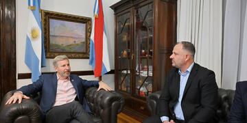 Gobernador Rogelio Frigerio y el intendente de Pueblo Belgrano Francisco Fiorotto