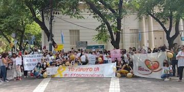 Familiares reclamaron la aprobación de la provincial frente a la Legislatura.