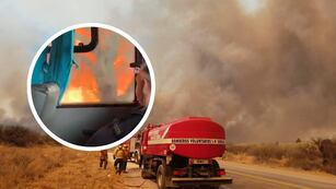 El colectivo atravesó el camino del fuego en Capilla del Monte.