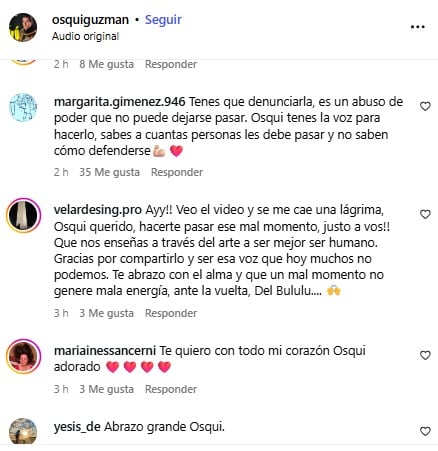 Osqui Guzmán recibió una ola de mensajes de apoyo tras la denuncia que realizó.