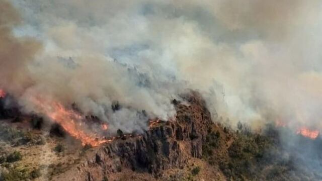 Así está el fuego en el Parque Nacional Los Alerces.