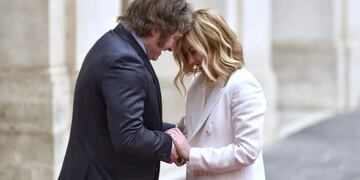 Javier Milei y Giorgia Meloni durante su encuentro en Roma. Foto Juan Ignacio Calcagno