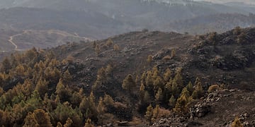 Las Sierras de Córdoba fueron víctimas de los incendios, que permanece en guardia de cenizas.
