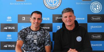 Guillermo Farré junto al presidente Artime, tras extender su vínculo. (Prensa Belgrano).