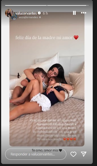 El mensaje de Enzo Fernández para Valentina Cervantes por el Día de la Madre