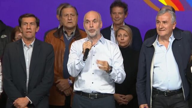 Horacio Rodríguez Larreta (centro) y Gerardo Morales (derecha) compartirían fórmula en la interna de Juntos por el Cambio.