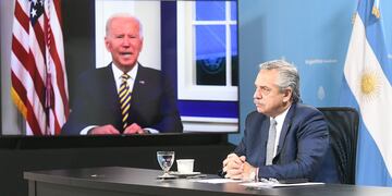 Alberto Fernández en la cumbre que organizó con Joe Biden.