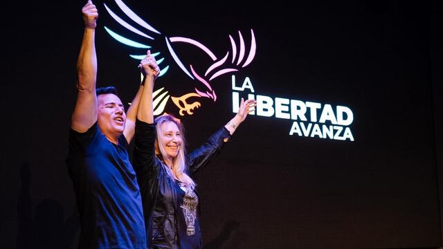 Gabriel Bornoroni y Karina Milei en Córdoba, en el lanzamiento de La Libertad Avanza (Gentileza).