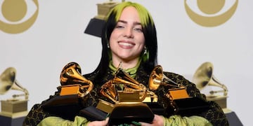 Billie Eilish en la entrega de los Grammy. Foto: AP