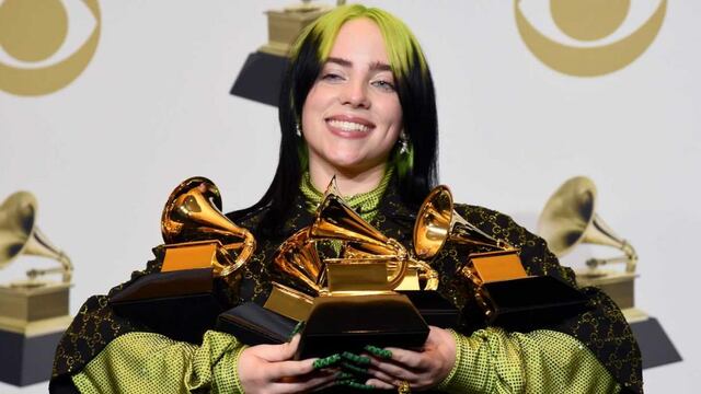 Billie Eilish en la entrega de los Grammy. Foto: AP