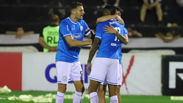 Pablo Vegetti y Adrián Balboa y un festejo que quieren repetir, para que Belgrano se acomode más arriba (Prensa Belgrano)