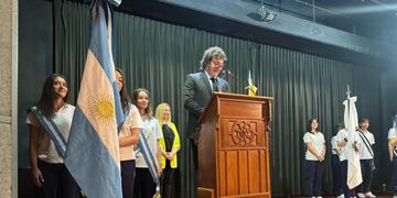 El presidente Javier Milei inauguró el ciclo lectivo en el colegio donde cursó sus estudios. Foto: Presidencia