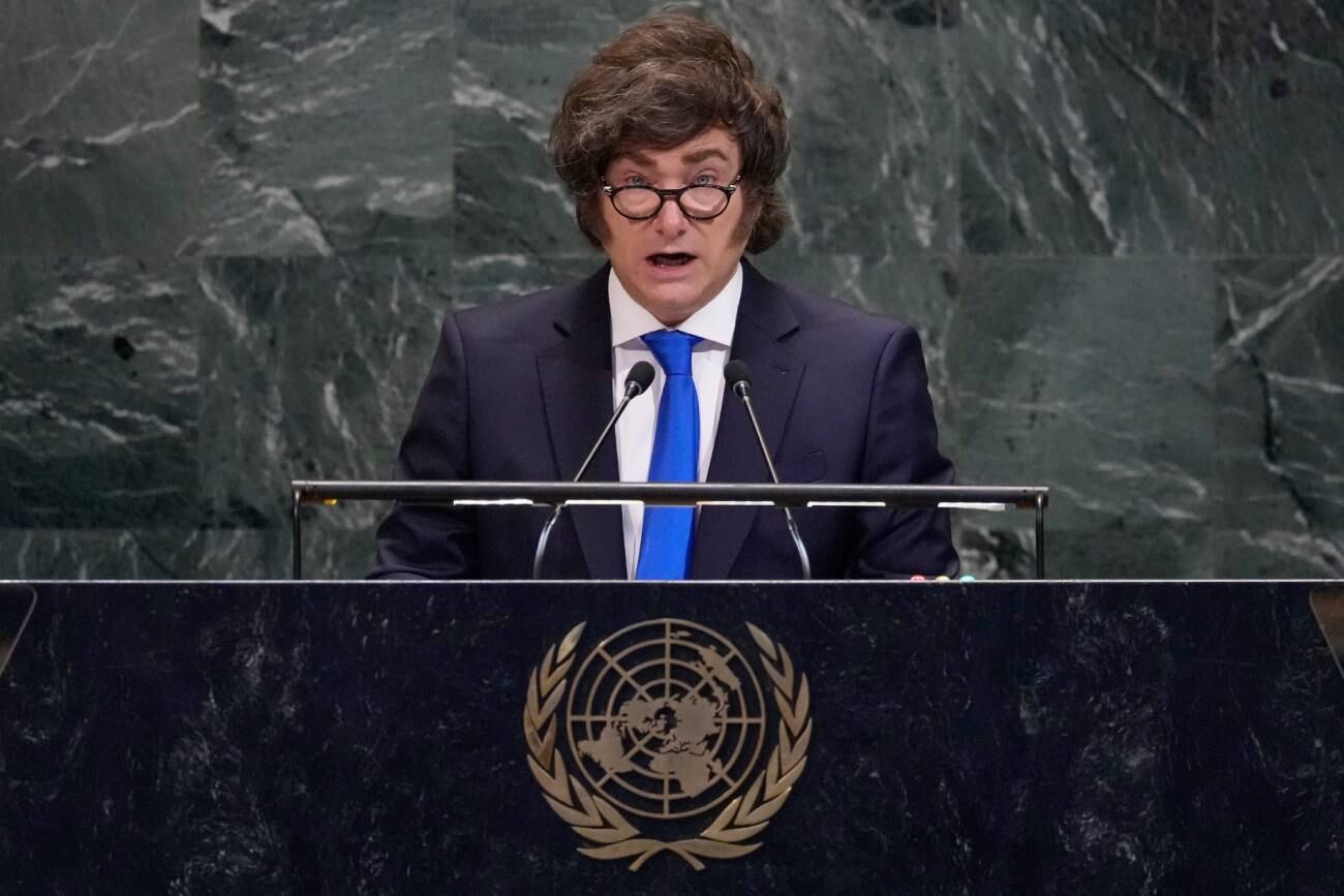Nueva York. El presidente Javier Milei en la 80° Asamblea General de la ONU. (AP / Richard Drew)