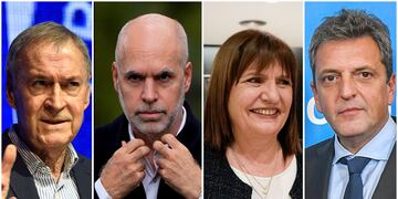 Elecciones 2023: Juan Schiaretti, Horacio Rodríguez Larreta, Patricia Bullrich y Sergio Massa, precandidatos a presidente de Argentina. (La Voz)
