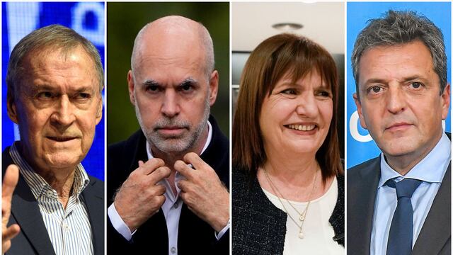 Elecciones 2023: Juan Schiaretti, Horacio Rodríguez Larreta, Patricia Bullrich y Sergio Massa, precandidatos a presidente de Argentina. (La Voz)