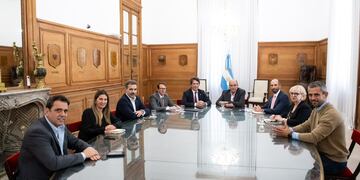 Nicolás Posse y Guillermo Francos recibieron a diputados del PRO por la Ley Bases (Foto: Ministerio del Interior)
