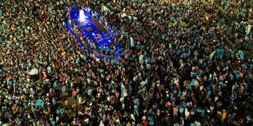 Una marea Celeste en la noche del domingo, por el Belgrano campeón.