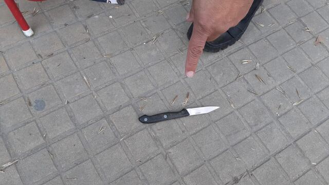 El cuchillo que portaba una mujer que esperaba a Alberto Fernández en un vacunatorio de La Plata.