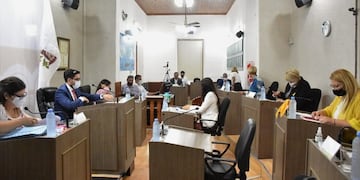 La sesión de esta mañana en donde el Concejo Deliberante de la Ciudad de San Luis aprobó por unanimidad el boleto estudiantil gratuito. Gentileza La Gaceta