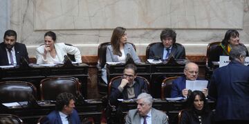 Javier Milei y Victoria Villarruel, de La Libertad Avanza, dieron quórum en Diputados. Foto: Federico López Claro