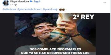 Hackearon la fan page de Diego Armando Maradona en Facebook.