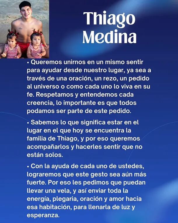 Pautas de la vigilia organizada para Thiago Medina.