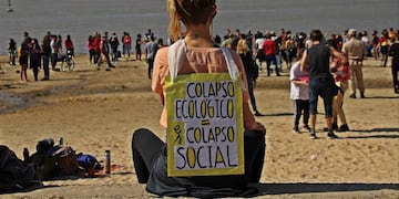 Ambientalistas autoconvocados organizaron una manifestación en la Rambla Catalunya de Rosario para pedir la sanción de una ley de humedales. (@multisectorialhumedales)
