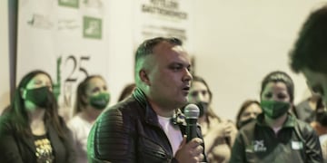 Pablo Santín, candidato a secretario general de UTHGRA Mar del Plata, encabezó la presentación de la Lista Verde.