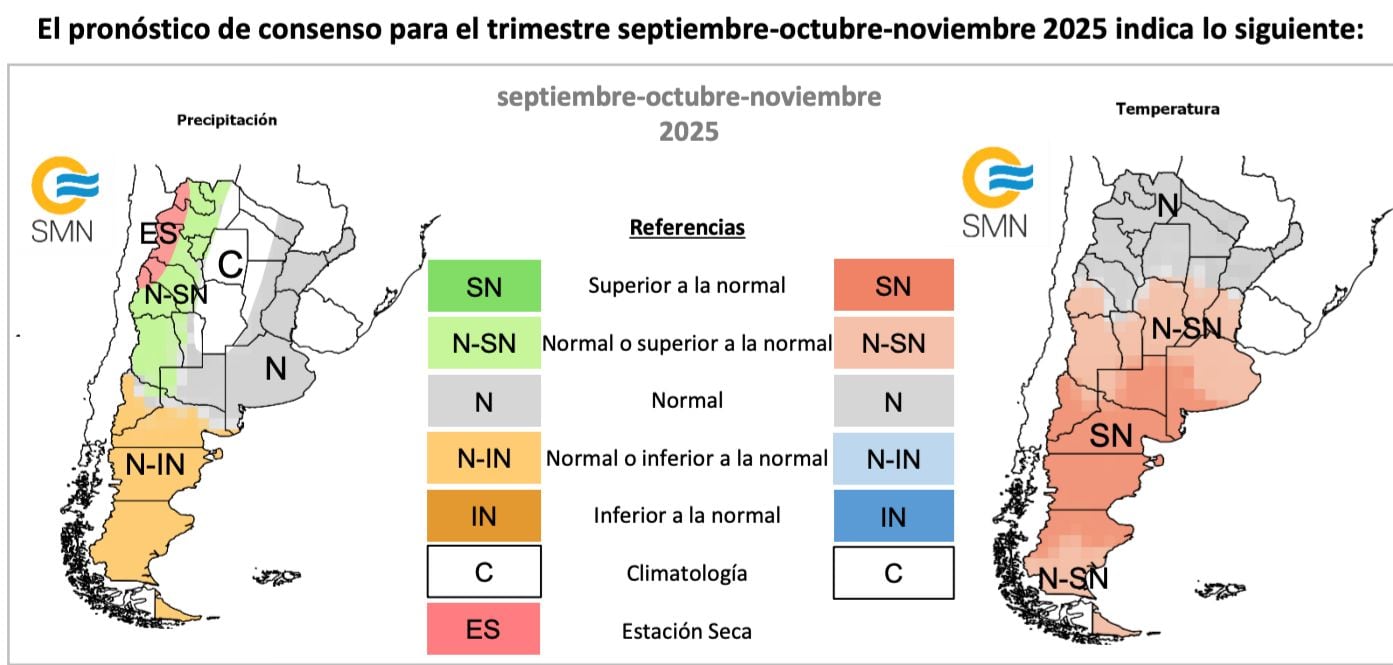 El Servicio Meteorológico Nacional compartió el pronóstico para septiembre, octubre y noviembre de 2025.
