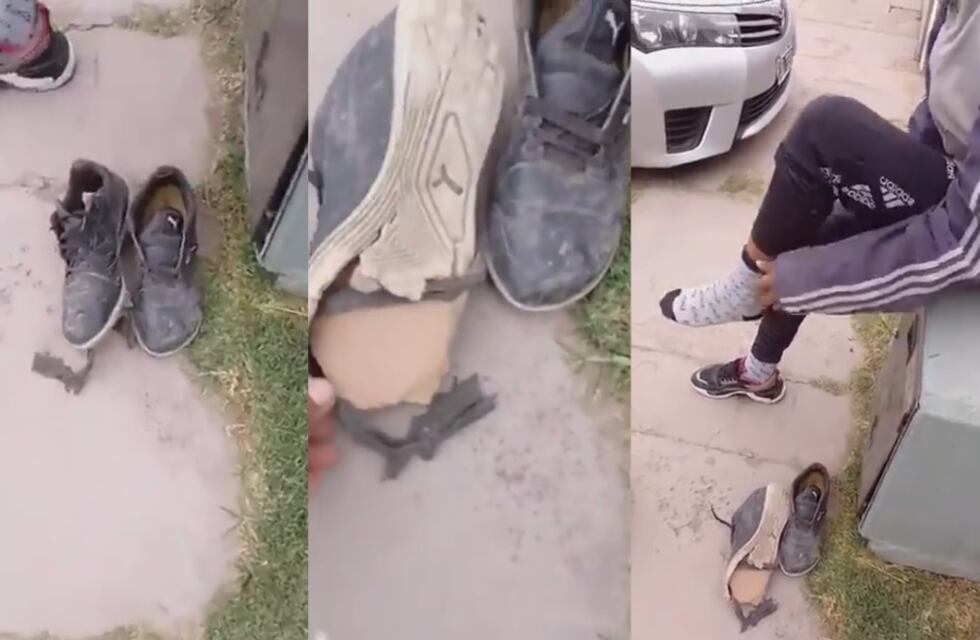 Solidaridad en Córdoba: se quedó en medias para regalarle las zapatillas a un chico con el calzado roto