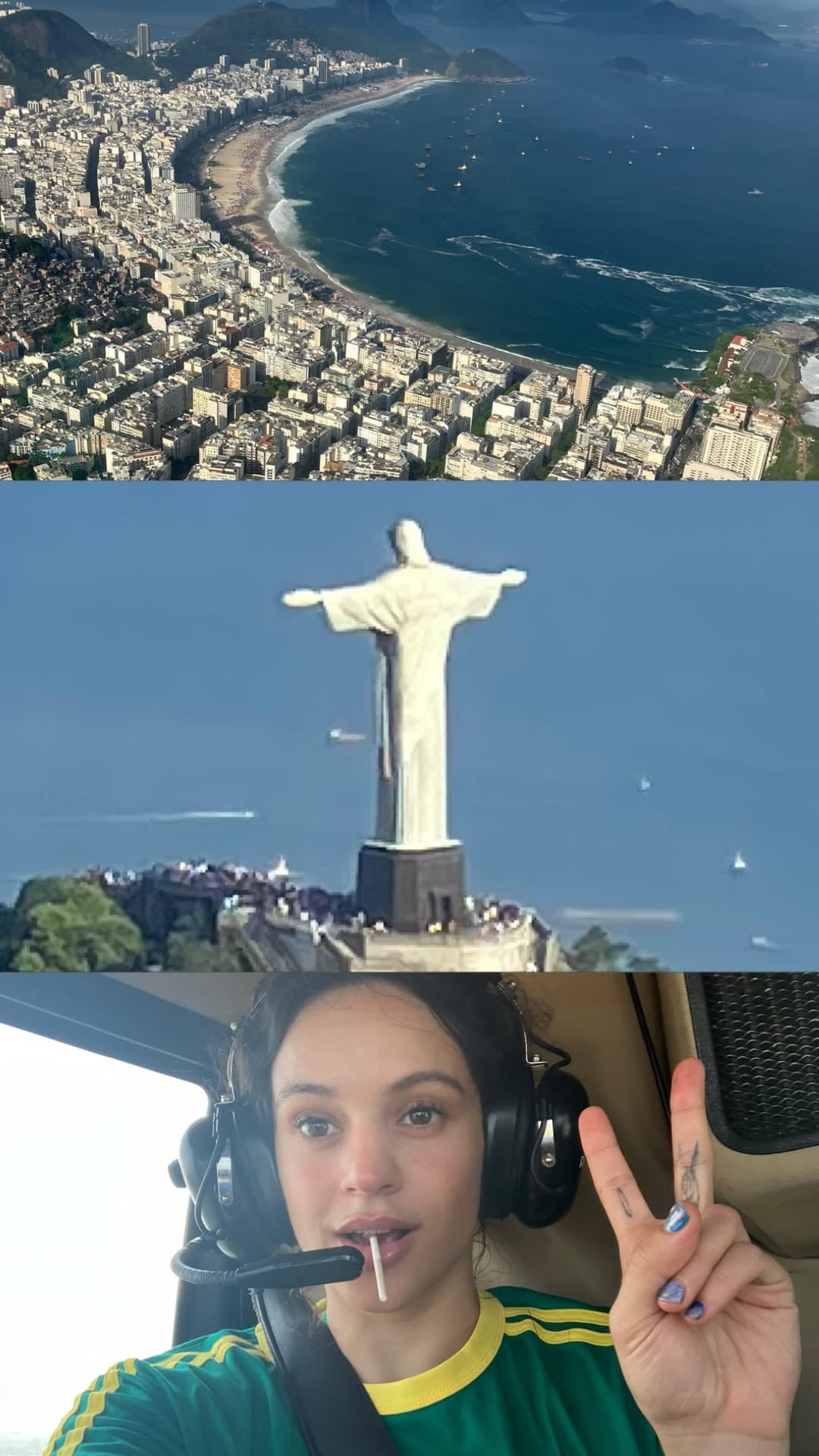 Rosalía voló en helicóptero.