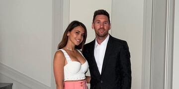 Antonela Roccuzzo y Lionel Messi, divinos en la noche de París.
