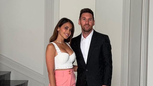 Antonela Roccuzzo y Lionel Messi, divinos en la noche de París.