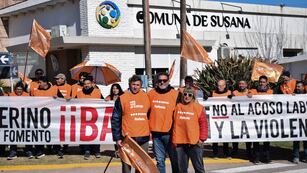 La movilización del SEOM en Susana, encabezada por la Comisión Directiva