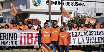 La movilización del SEOM en Susana, encabezada por la Comisión Directiva