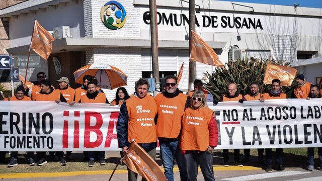 La movilización del SEOM en Susana, encabezada por la Comisión Directiva