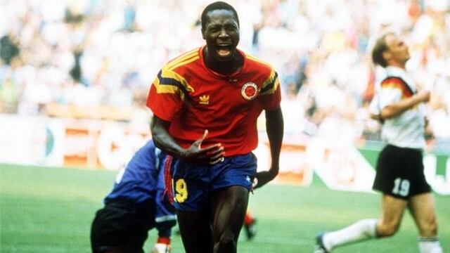 Freddy Rincón gritando un gol para la Selección de Colombia.