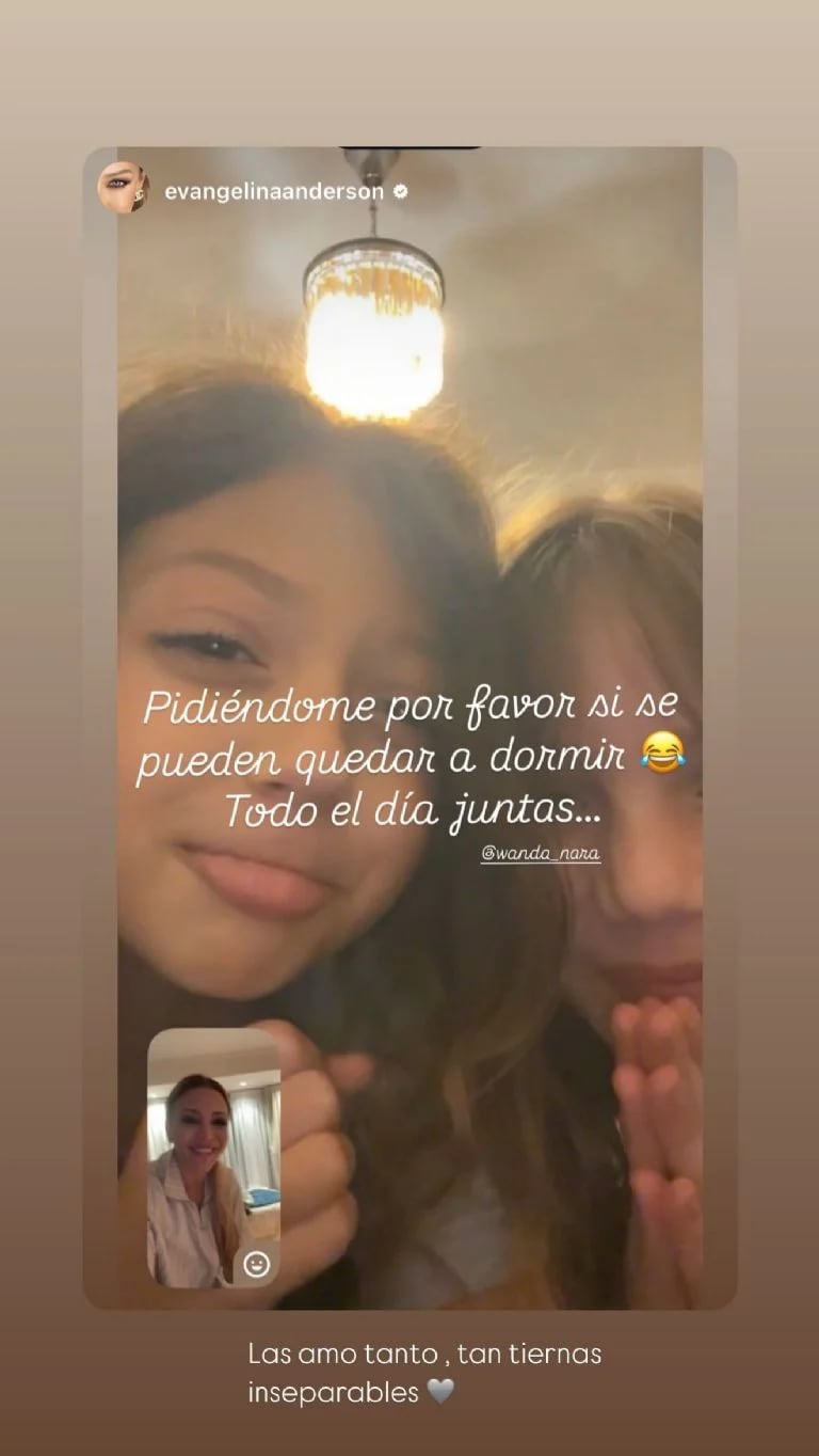 El pedido de las hijas de Wanda Nara a Evangelina Anderson.