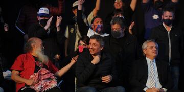 Emilio Persico, Máximo Kirchner y Alberto Fernández.
Foto clarin